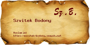 Szvitek Bodony névjegykártya